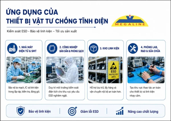 Ứng dụng thiết bị vật tư chống tĩnh điện