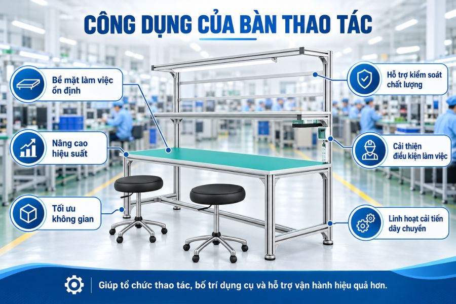 Công dụng của bàn thao tác trong sản xuất