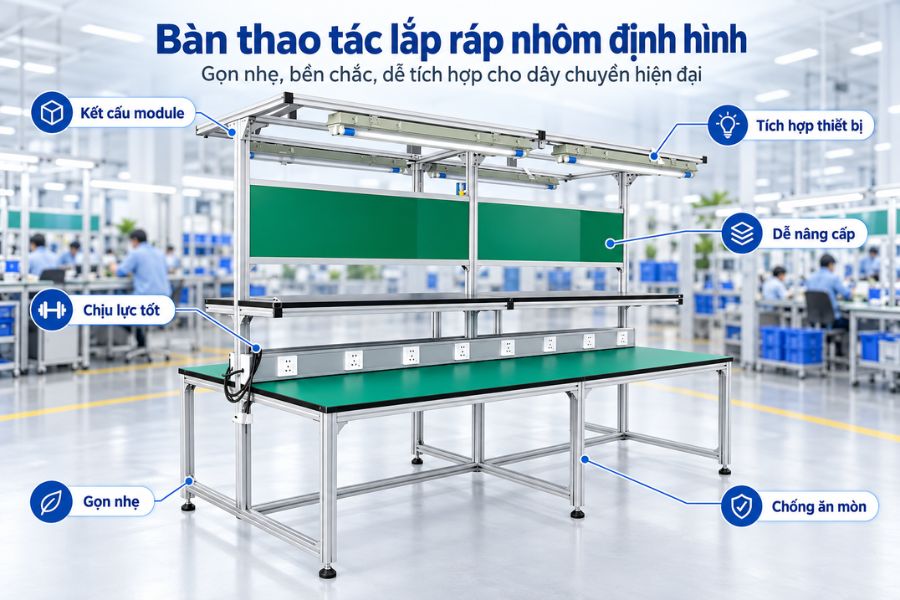 Bàn thao tác lắp ráp nhôm định hình