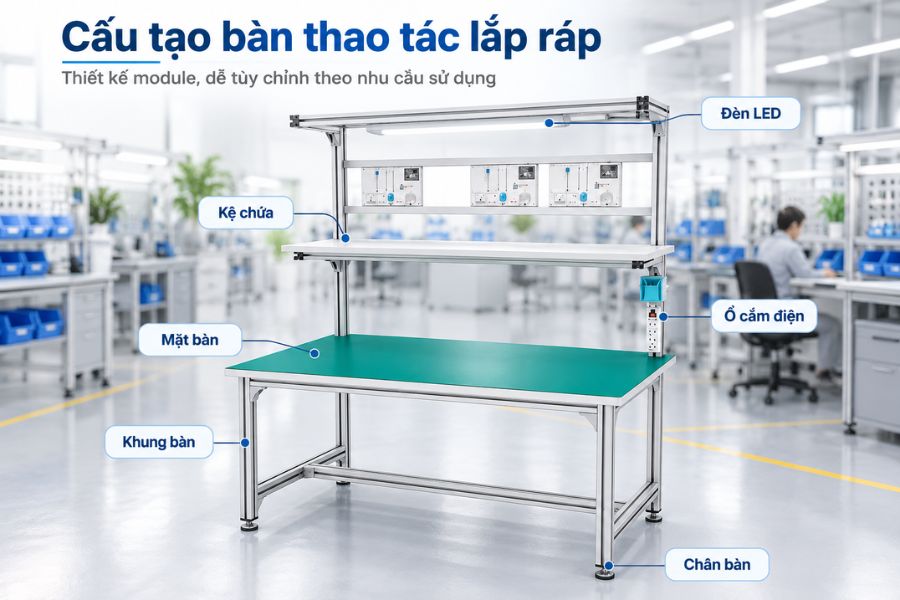 Cấu tạo của bàn thao tác lắp ráp