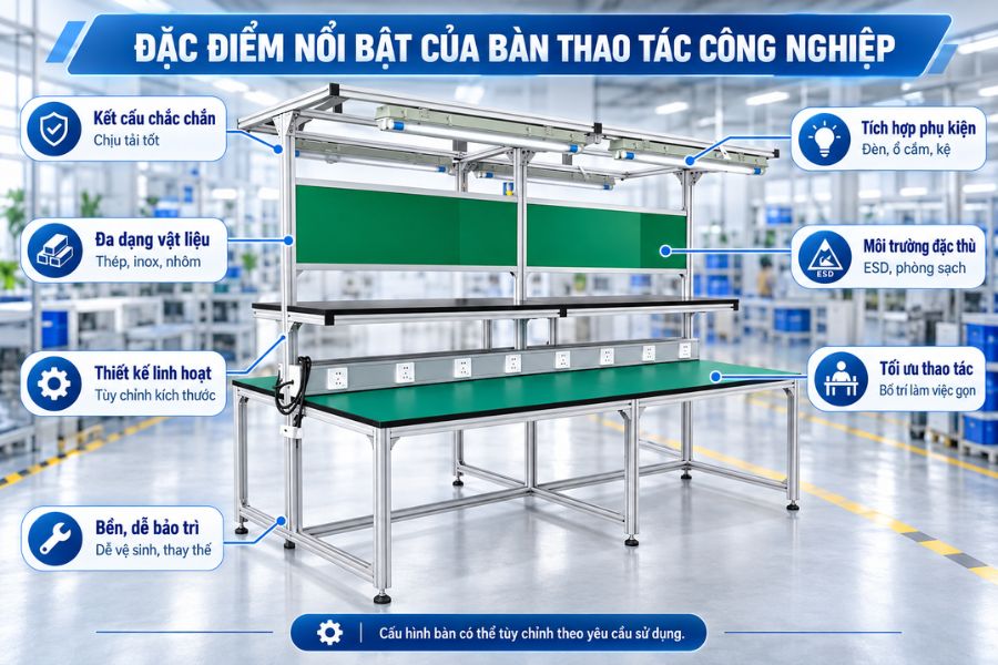 Đặc điểm nổi bật của bàn thao tác công nghiệp